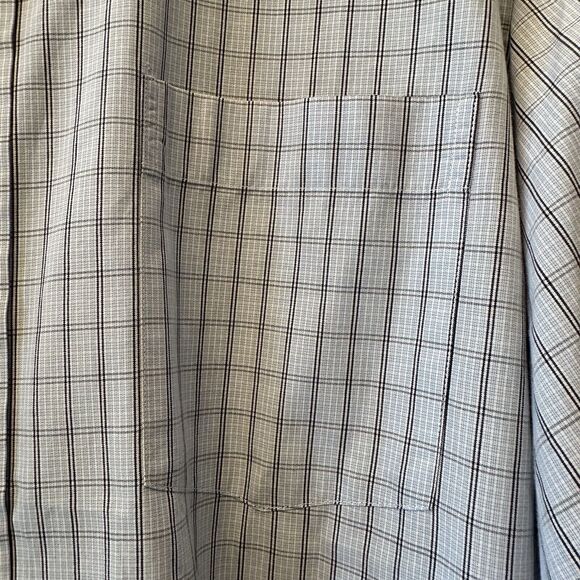 Billy Reid Gray Blue Plaid Roll Tab Sleeve Button Up Cotton Shirt Mens XL - Picture 3 of 11